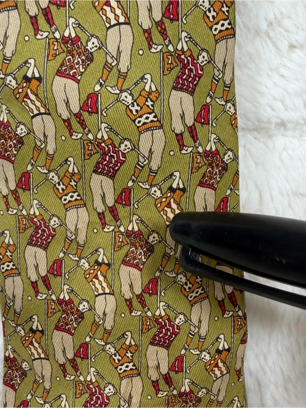 Salvatore Ferragamo Vintage Golfers Golfing Golf Silk Tie 58” Long 3.25” Wide